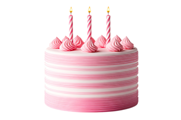 Elegant pink cake with candles for special celebration moment
