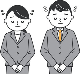 謝罪　ビジネスパーソン　上半身　イラスト　ベクター