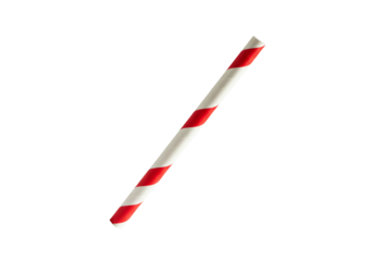 Red and white striped paper straw png, isolated on transparent background