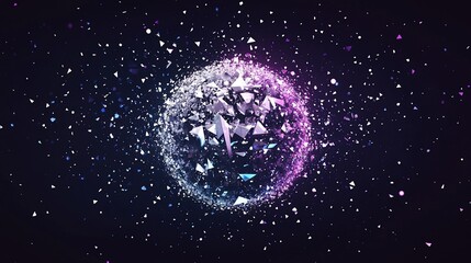 Obraz premium Abstract shattered sphere in space