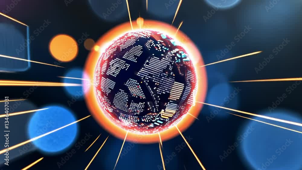 Aufkleber dynamic animation of a glowing digital globe representing global connectivity and technology advance