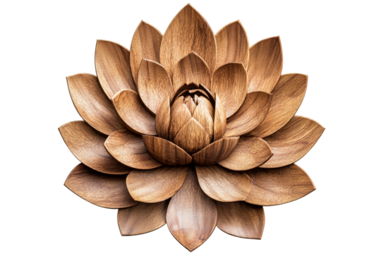 Decorative wooden lotus flower with intricate petal design