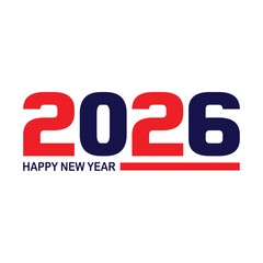 Happy new year 2026 design with colorful truncated number illustrations.