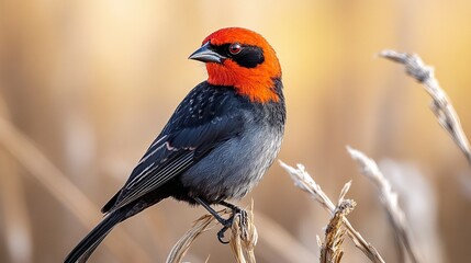 Scarlet-headed Blackbird --ar 16:9 --stylize 500 --v 6.1 Job ID: 2829895a-bf6c-41d6-af5c-9b6f4b4d149e