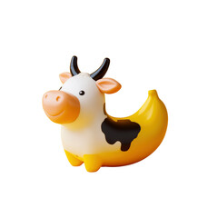 Fototapeta premium Adorable 3D Render of a Cow Shaped Banana