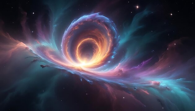 A Vibrant Nebula Displays Its Colorful Swirls In Deep Space - Powered by Adobe