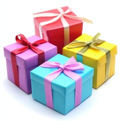 Obraz premium Colorful gift boxes arranged in a festive display for celebrations during a cheerful occasion