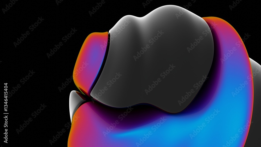 Poster Fluid black and vibrant gradient surfaces merging in a sleek abstract design, featuring bold color transitions and a modern, minimal aesthetic....