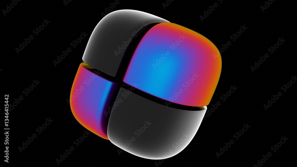 Poster Fluid black and vibrant gradient surfaces merging in a sleek abstract design, featuring bold color transitions and a modern, minimal aesthetic....