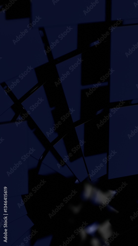Poster Glossy black cubes with rounded edges floating in a minimal composition, creating a modern, sleek, and futuristic design with smooth reflections........