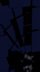 Glossy black cubes with rounded edges floating in a minimal composition, creating a modern, sleek, and futuristic design with smooth reflections........