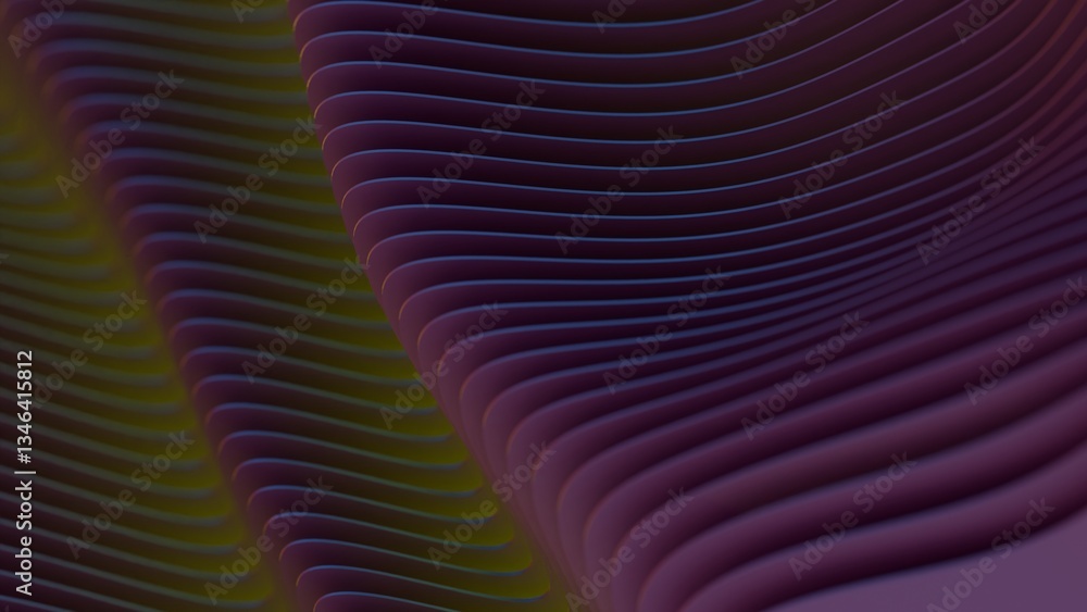 Poster Flowing layered lines in purple and teal create a smooth, modern wave design with fluid curves and gradient transitions, evoking a minimal and futuristic aesthetic........