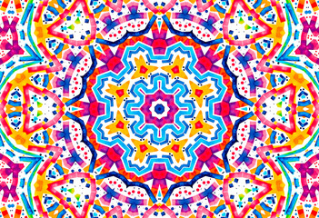 Bright colorful shapes on white background, abstract multicolor pattern