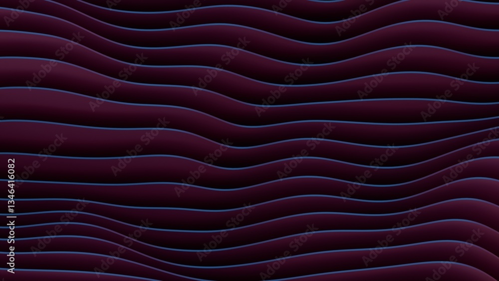 Fototapete Flowing layered lines in purple and teal create a smooth, modern wave design with fluid curves and gradient transitions, evoking a minimal and futuristic aesthetic........