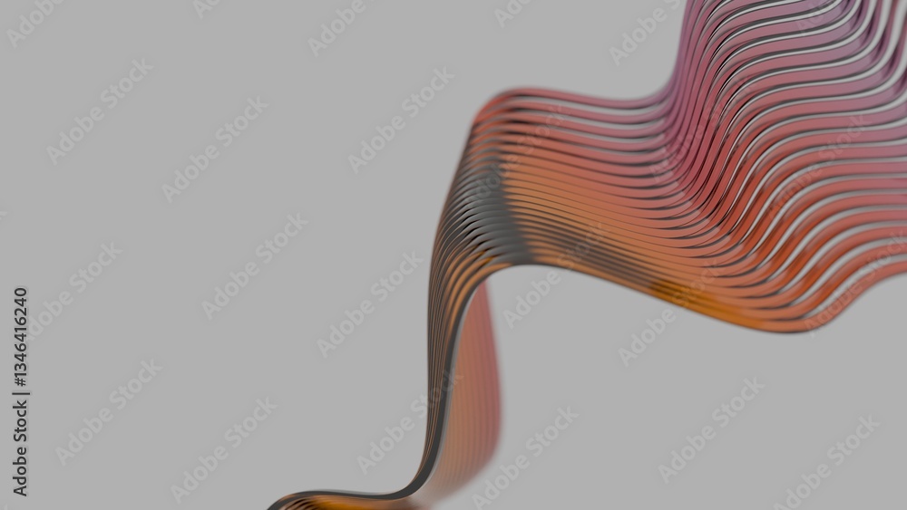 Poster Glowing wave lines in subtle pink and blue gradients on a black background, forming a smooth and modern abstract design with fluid motion and minimalistic geometry........