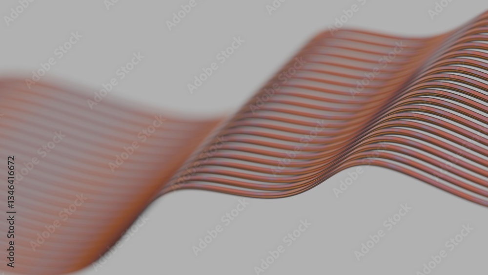 Leinwandbilder wavy abstract lines in orange, purple, and blue flow across a gray background, creating a sleek, min