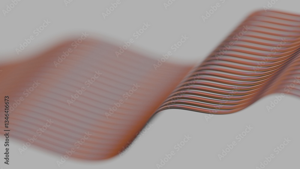 Poster wavy abstract lines in orange, purple, and blue flow across a gray background, creating a sleek, min