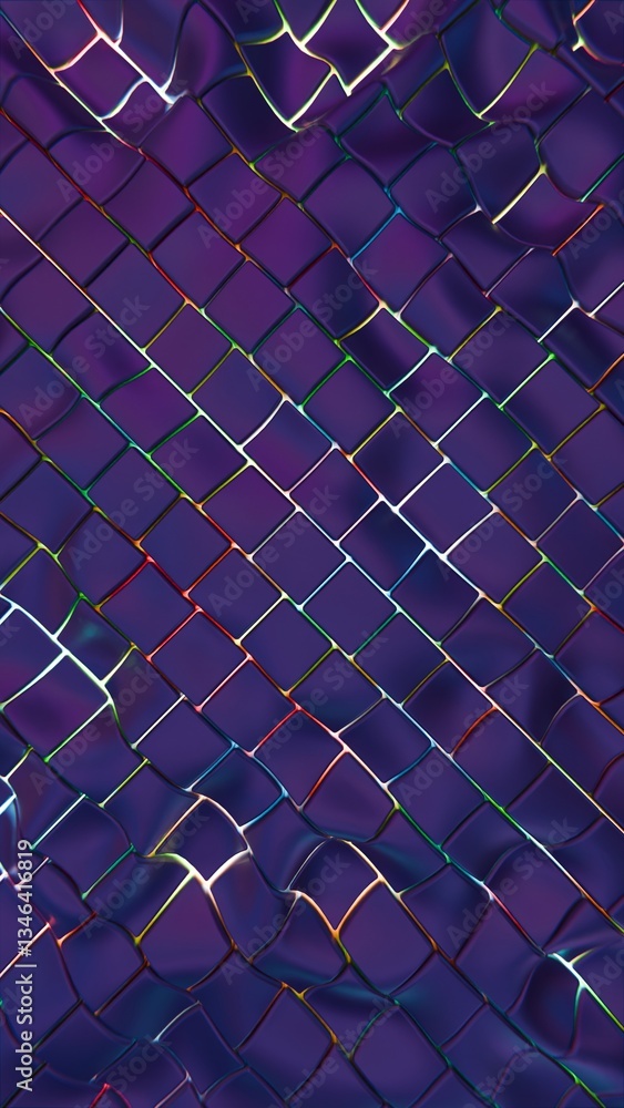 Fototapete woven squares in a dark green arrangement, with glossy surfaces reflecting subtle light, forming a d