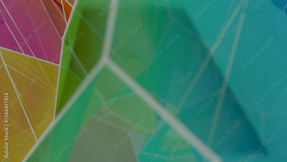 Aufkleber A colorful polygon mesh with pastel tones and wireframe lines, forming a delicate, overlapping geometric composition that creates a modern, futuristic design........