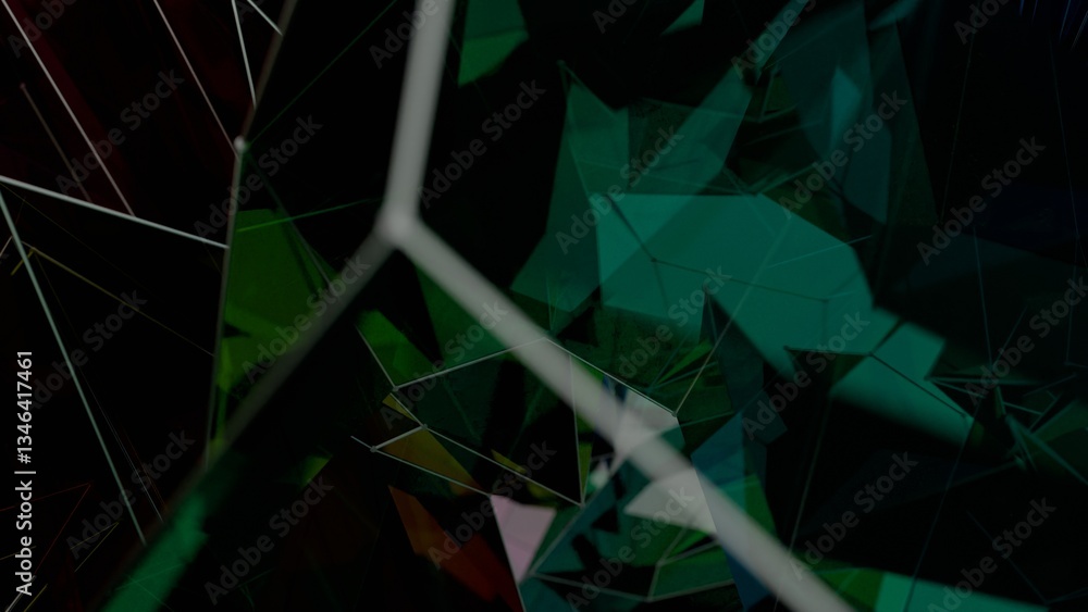 Aufkleber a colorful polygon mesh with pastel tones and wireframe lines, forming a delicate, overlapping geome