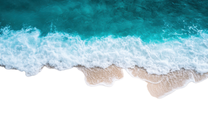 Soft waves washing golden sand on transparent background