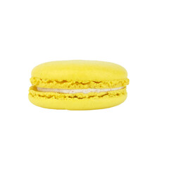 Single byellow  macaroon isolated on white  background