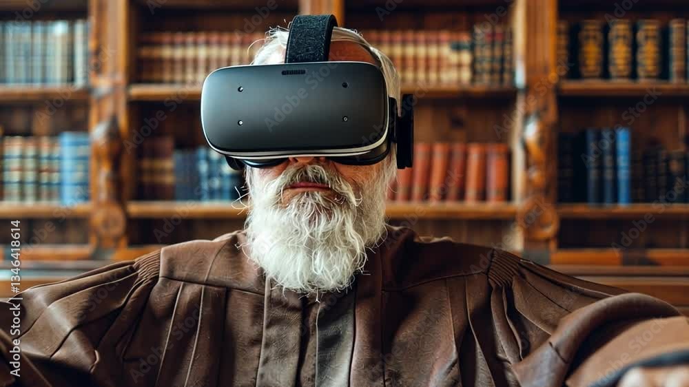 Aufkleber judge using virtual reality in a modern courtroom setting during a trial