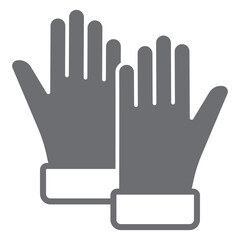 Obraz premium Rubber glove pair solid icon, laundry service concept. Vector graphics. Housework rubber gloves, housekeeping sign on white background, glyph style icon for mobile or web design.