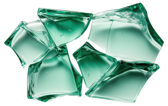 Pieces of shattered green glass