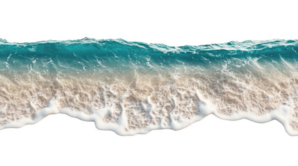 Soft ocean waves washing sandy beach with transparent background
