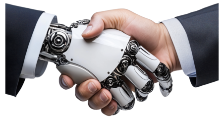 PNG Human and robot hands shaking