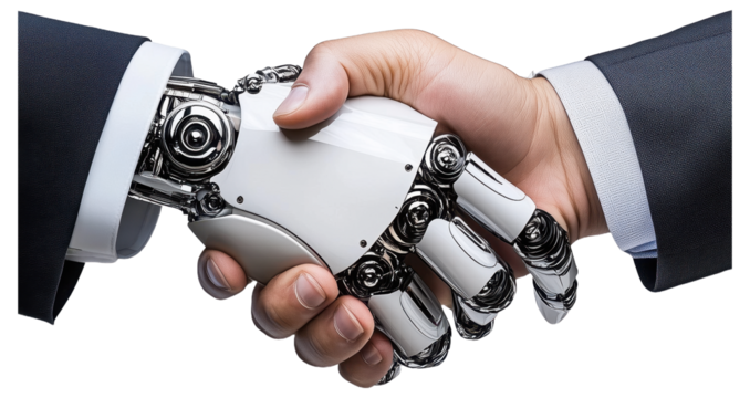 PNG Human and robot hands shaking