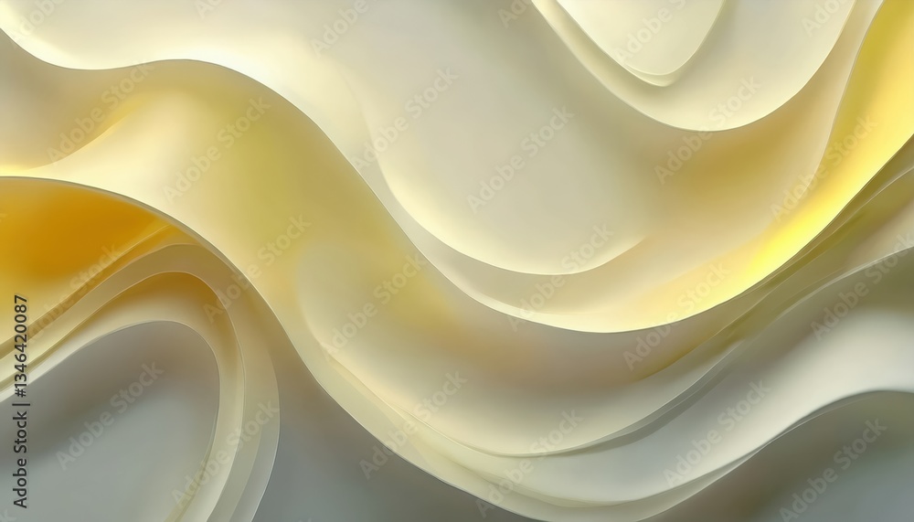 Poster smooth flowing abstract wave with soft golden and cream tones, elegant fluid motion background for m