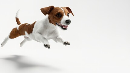 Jack Russell terrier in jump isolated on white background