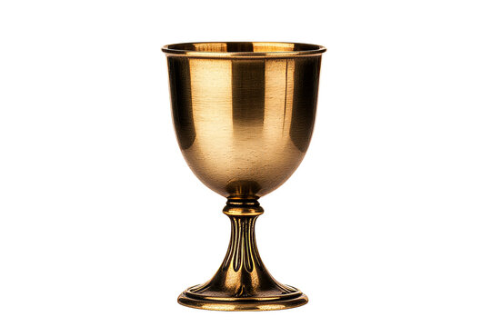 Polished golden goblet on a transparent background