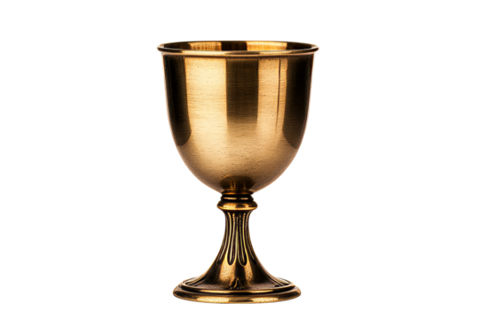 Polished golden goblet on a transparent background