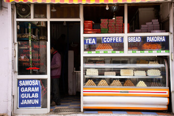 Local restaurant and coffee shop indian tibetan style for travelers people use service in Leh main...