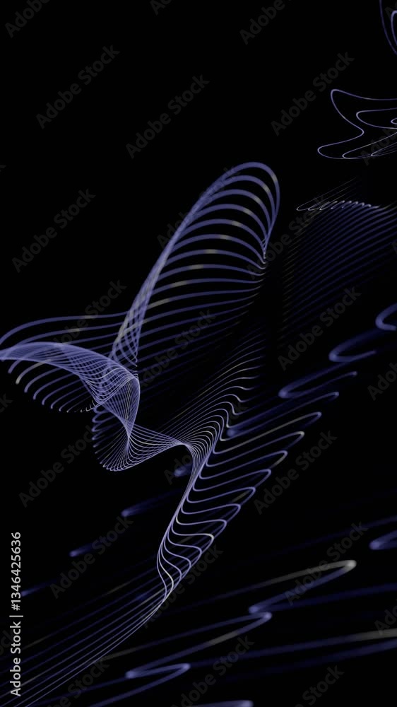 Aufkleber glowing wave-like lines curve across a black background, forming a fluid, abstract design with a sle