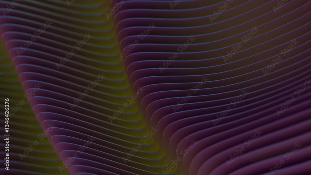 Leinwandbilder Flowing layered lines in purple and teal create a smooth, modern wave design with fluid curves and gradient transitions, evoking a minimal and futuristic aesthetic.