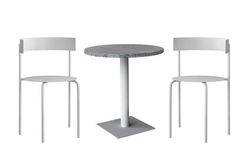round table and two chairs isolated on white background. outdoor furniture