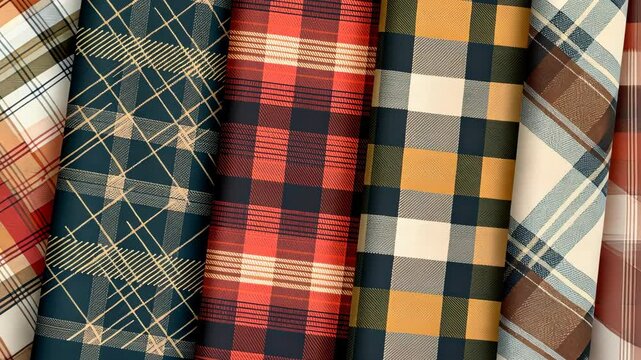 Assorted plaid patterns on fabric