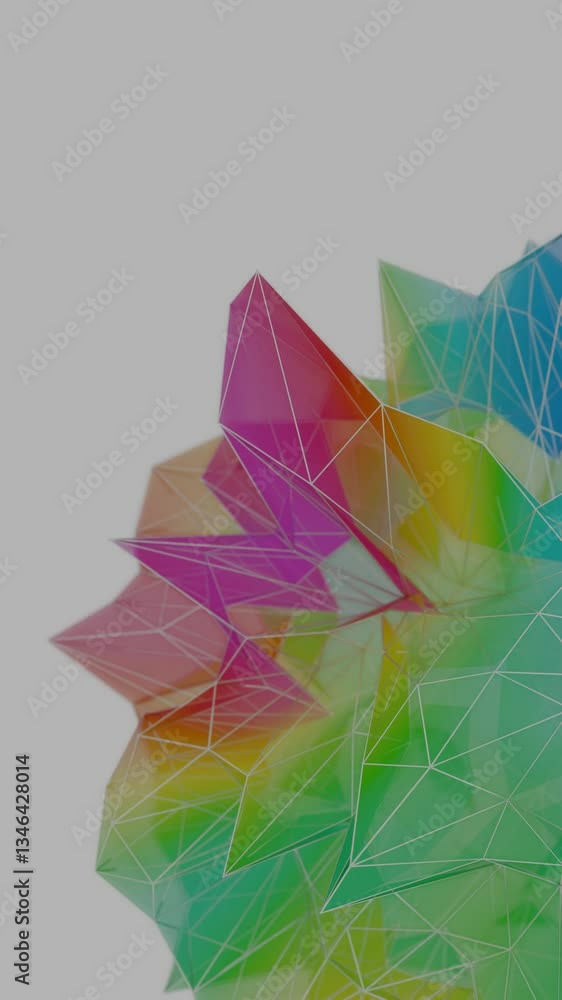 Aufkleber A colorful polygon mesh with pastel tones and wireframe lines, forming a delicate, overlapping geometric composition that creates a modern, futuristic design.