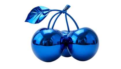 Blue cherries shape decorative reflective sculpture