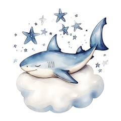 Shark Sleeping on Cloud for Starry Night.