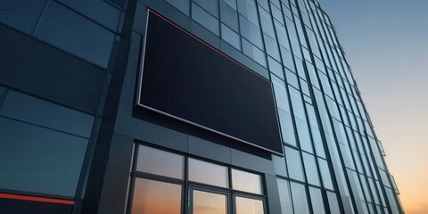 Vacant billboard on a towering building, waiting for the next big advertisement to fill the space.