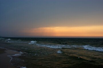 sunset over the Baltic Sea in Poland