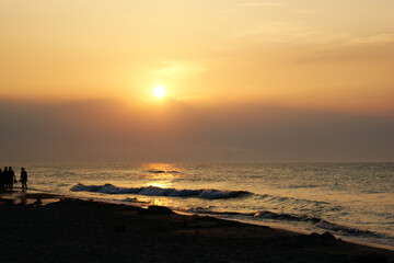 sunset over the Baltic Sea in Poland