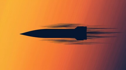 Abstract rocket silhouette with dynamic motion lines on a gradient space backdrop