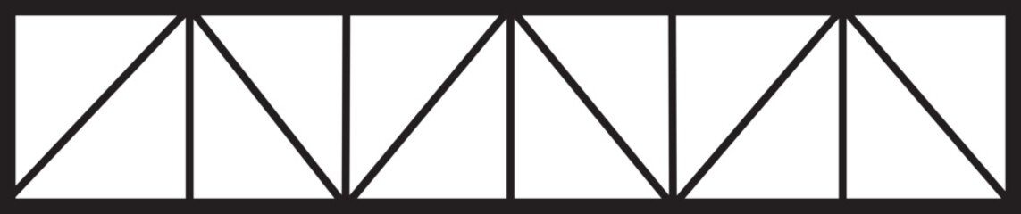 Roof metal truss construction icon in outline style. Roofing steel frame. Vector architectural blueprint. Element for rafter. Illustration for engineering sign isolated on transparent background.