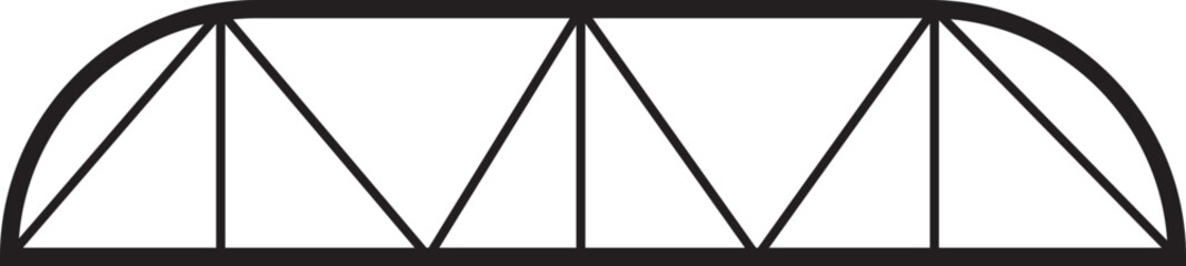 Roof metal truss construction icon in outline style. Roofing steel frame. Vector architectural blueprint. Element for rafter. Illustration for engineering sign isolated on transparent background.